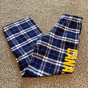 Blue Plaid Pajama Pants with Canadensis on the Leg Size Youth Medium
